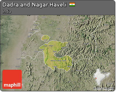 Satellite Map of Dadra and Nagar Haveli, semi-desaturated