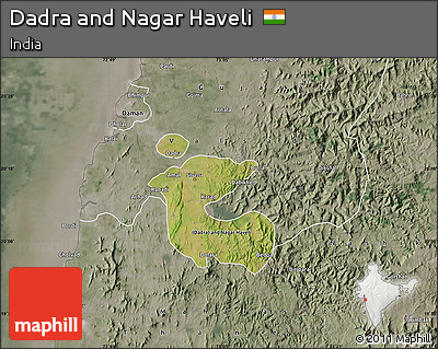 Satellite Map of Dadra and Nagar Haveli, semi-desaturated