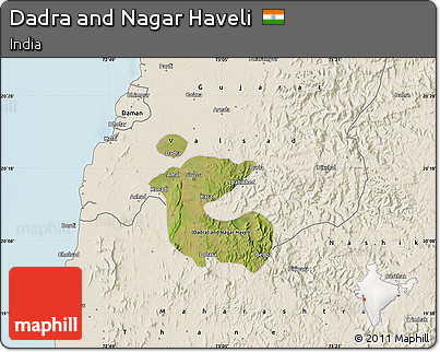 Satellite Map of Dadra and Nagar Haveli, shaded relief outside
