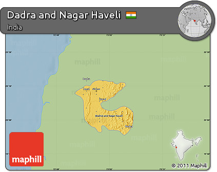 Savanna Style Map of Dadra and Nagar Haveli, single color outside