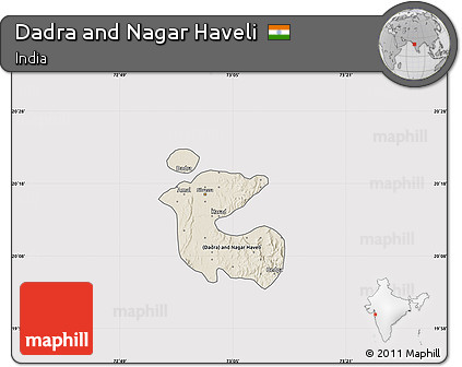 Shaded Relief Map of Dadra and Nagar Haveli, cropped outside