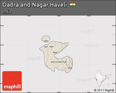 Shaded Relief Map of Dadra and Nagar Haveli, cropped outside