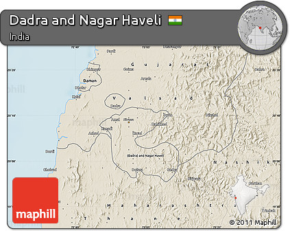 Shaded Relief Map of Dadra and Nagar Haveli
