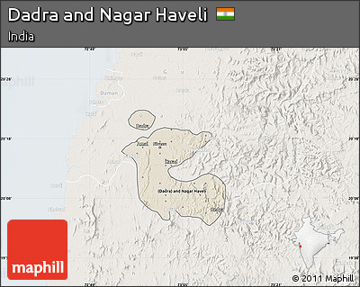 Shaded Relief Map of Dadra and Nagar Haveli, lighten