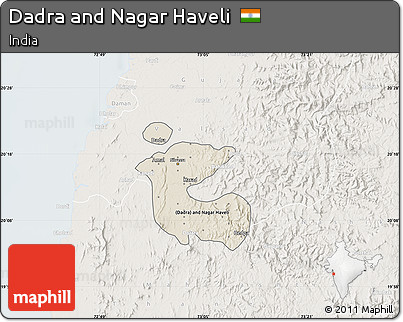 Shaded Relief Map of Dadra and Nagar Haveli, lighten