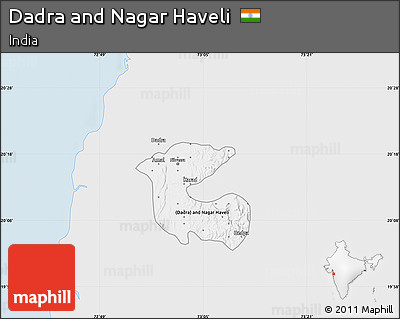 Silver Style Map of Dadra and Nagar Haveli, single color outside
