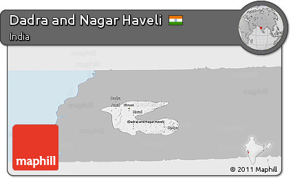 Gray Panoramic Map of Dadra and Nagar Haveli, single color outside