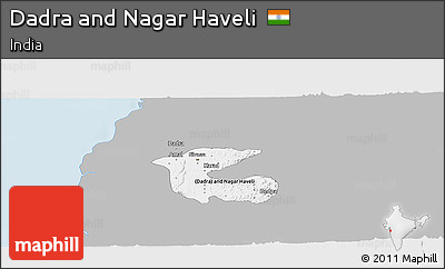 Gray Panoramic Map of Dadra and Nagar Haveli, single color outside