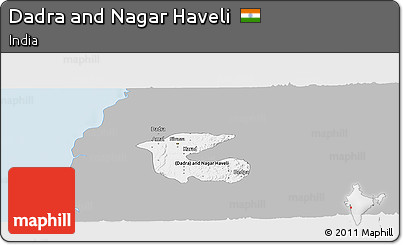 Gray Panoramic Map of Dadra and Nagar Haveli, single color outside