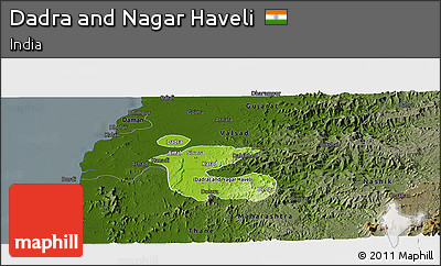 Physical Panoramic Map of Dadra and Nagar Haveli, darken