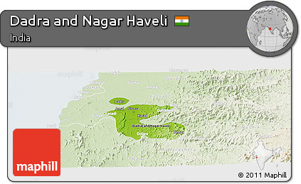 Physical Panoramic Map of Dadra and Nagar Haveli, lighten
