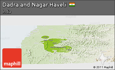 Physical Panoramic Map of Dadra and Nagar Haveli, lighten