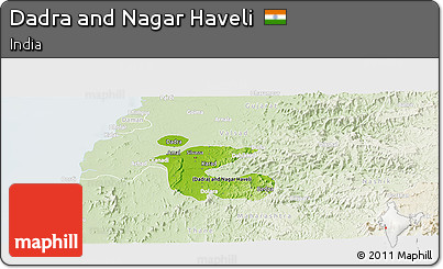 Physical Panoramic Map of Dadra and Nagar Haveli, lighten