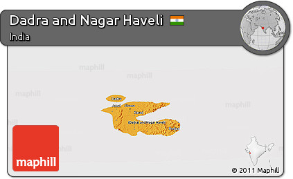 Political Panoramic Map of Dadra and Nagar Haveli, cropped outside