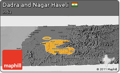 Political Panoramic Map of Dadra and Nagar Haveli, darken, desaturated