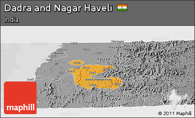 Political Panoramic Map of Dadra and Nagar Haveli, desaturated