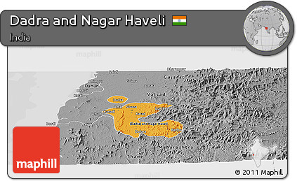 Political Panoramic Map of Dadra and Nagar Haveli, desaturated