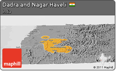 Political Panoramic Map of Dadra and Nagar Haveli, desaturated