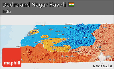 Political Panoramic Map of Dadra and Nagar Haveli, political shades outside