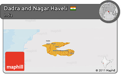 Political Panoramic Map of Dadra and Nagar Haveli, single color outside