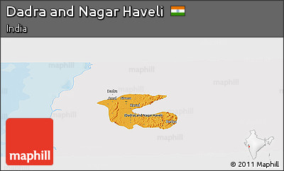 Political Panoramic Map of Dadra and Nagar Haveli, single color outside