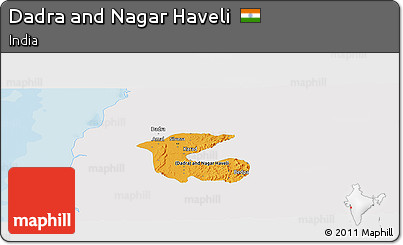 Political Panoramic Map of Dadra and Nagar Haveli, single color outside