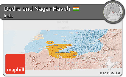Political Shades Panoramic Map of Dadra and Nagar Haveli, lighten