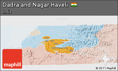 Political Shades Panoramic Map of Dadra and Nagar Haveli, lighten