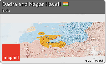 Political Shades Panoramic Map of Dadra and Nagar Haveli, lighten