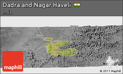 Satellite Panoramic Map of Dadra and Nagar Haveli, desaturated