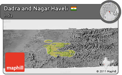 Satellite Panoramic Map of Dadra and Nagar Haveli, desaturated