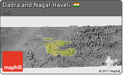 Satellite Panoramic Map of Dadra and Nagar Haveli, desaturated