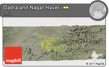 Satellite Panoramic Map of Dadra and Nagar Haveli, semi-desaturated