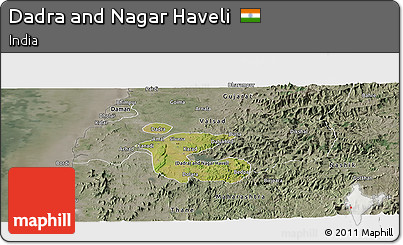 Satellite Panoramic Map of Dadra and Nagar Haveli, semi-desaturated