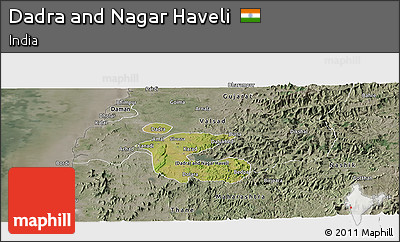 Satellite Panoramic Map of Dadra and Nagar Haveli, semi-desaturated