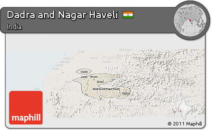 Shaded Relief Panoramic Map of Dadra and Nagar Haveli, lighten