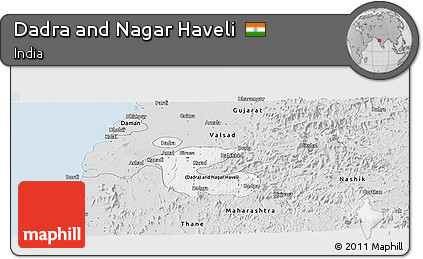 Silver Style Panoramic Map of Dadra and Nagar Haveli