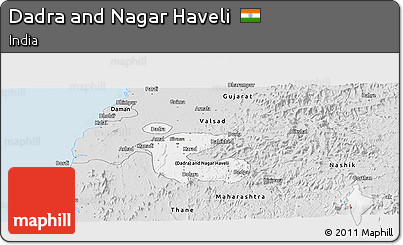 Silver Style Panoramic Map of Dadra and Nagar Haveli