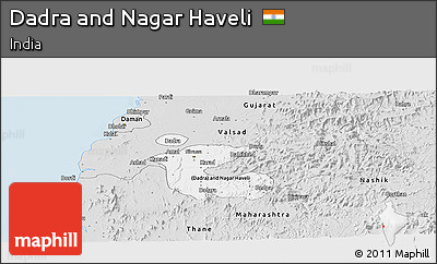Silver Style Panoramic Map of Dadra and Nagar Haveli