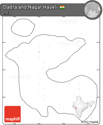Blank Simple Map of Dadra and Nagar Haveli, cropped outside, no labels