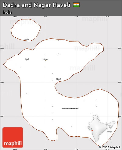 Classic Style Simple Map of Dadra and Nagar Haveli, cropped outside