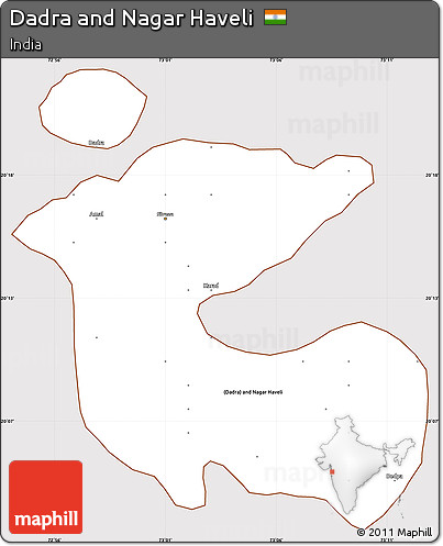 Classic Style Simple Map of Dadra and Nagar Haveli, cropped outside