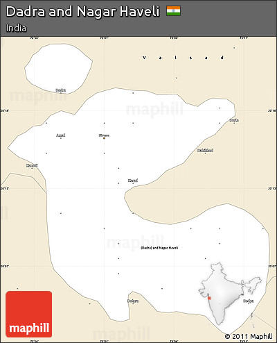 Classic Style Simple Map of Dadra and Nagar Haveli