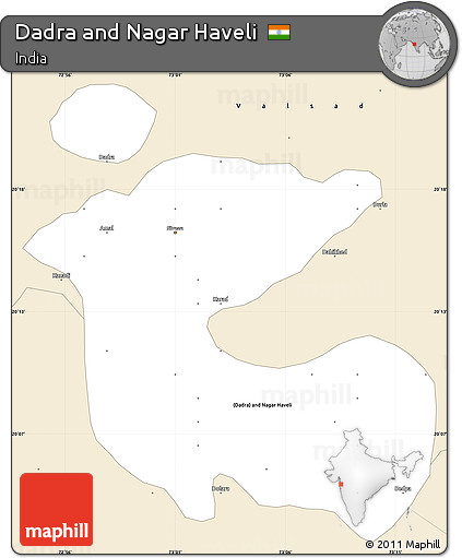 Classic Style Simple Map of Dadra and Nagar Haveli