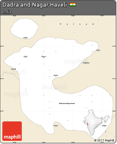 Classic Style Simple Map of Dadra and Nagar Haveli