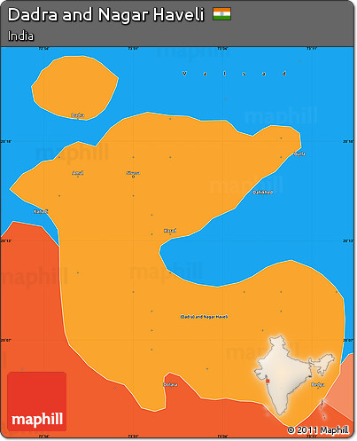 Political Simple Map of Dadra and Nagar Haveli, political shades outside