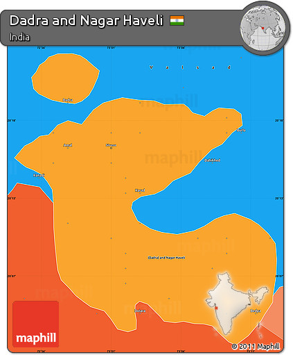 Political Shades Simple Map of Dadra and Nagar Haveli