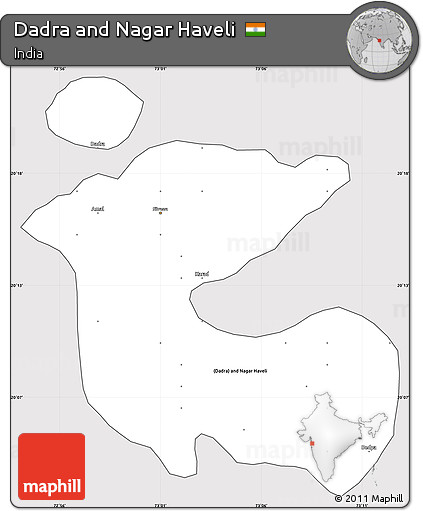 Silver Style Simple Map of Dadra and Nagar Haveli, cropped outside