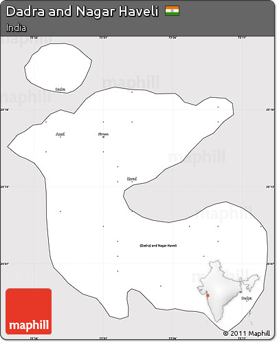 Silver Style Simple Map of Dadra and Nagar Haveli, cropped outside