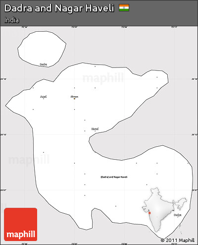 Silver Style Simple Map of Dadra and Nagar Haveli, cropped outside